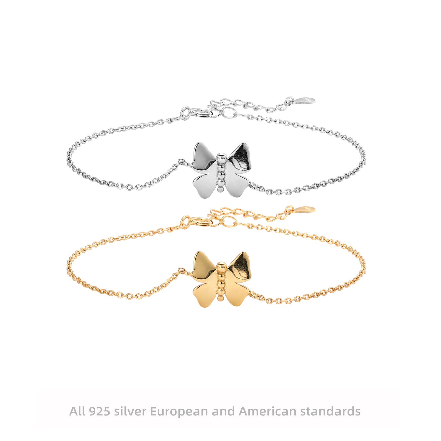 925 Sterling Silver Bow Knot Bracelet | Minimalist Luxury Adjustable Chain