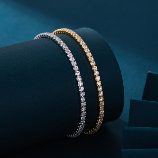 925 Sterling Silver Adjustable Zircon Bracelet | Minimalist & Versatile (Gold & Silver)