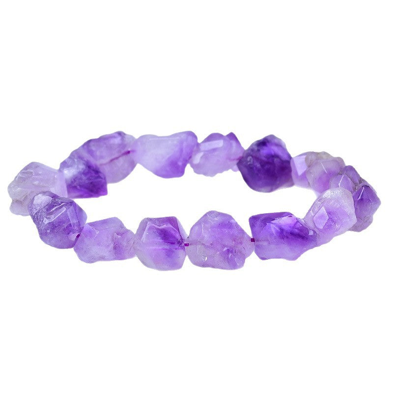 Natural Amethyst Raw Stone Bracelet | Wealth, Protection & Healing Energy