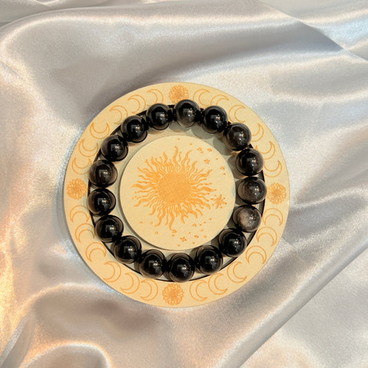 Natural Silver Obsidian Bracelet · Protection & Spiritual Energy