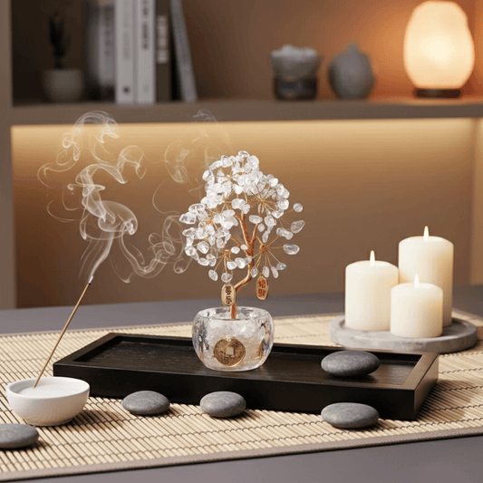 Natural Crystal Wish Tree | Amethyst, Citrine, Clear Quartz & Rose Quartz | Handmade Feng Shui Tree