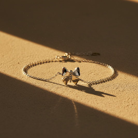 925 Sterling Silver Bow Knot Bracelet | Minimalist Luxury Adjustable Chain