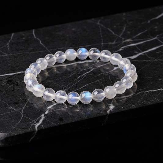 ✨ Natural Blue Moonstone Bracelet | Collector’s Grade White Moonstone Labradorite