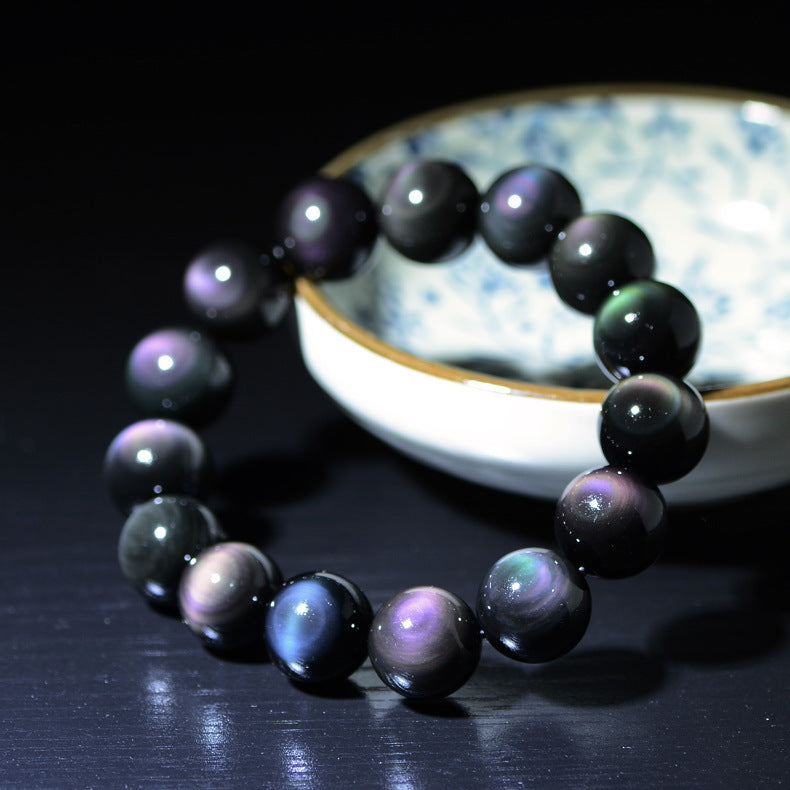 Natural Rainbow Obsidian Bracelet · Protection & Energy Balance
