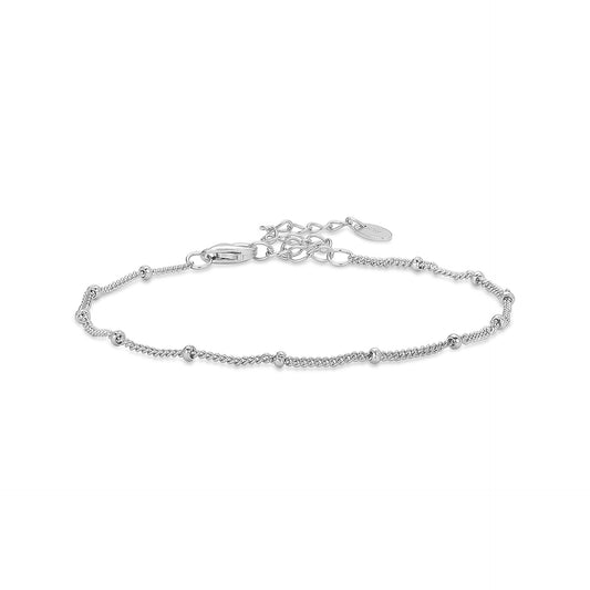 925 Silver Platinum/Gold Plated Beaded Chain Bracelet | Minimalist Everyday Style