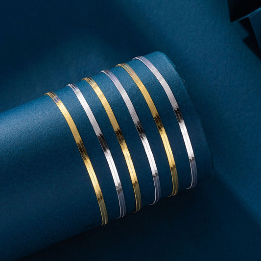 S925 Sterling Silver Flat Snake Blade Chain Bracelet | Minimalist Niche Design