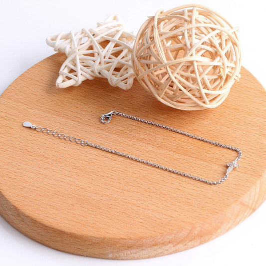 925 Sterling Silver Cross Bracelet with Cubic Zirconia | 18K White Gold Plated, Hypoallergenic