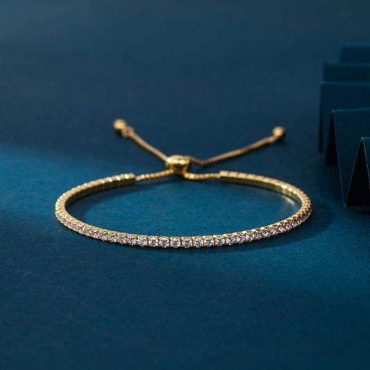 925 Sterling Silver Adjustable Zircon Bracelet | Minimalist & Versatile (Gold & Silver)