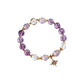 Natural Amethyst Star Charm Bracelet | Alloy Inlaid Star Accent Beaded Jewelry