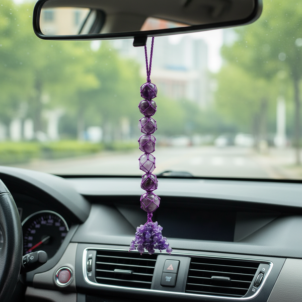 Amethyst Crystal Car Charm Hanger