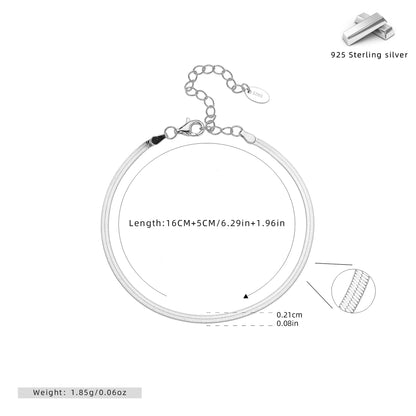 S925 Sterling Silver Flat Snake Blade Chain Bracelet | Minimalist Niche Design