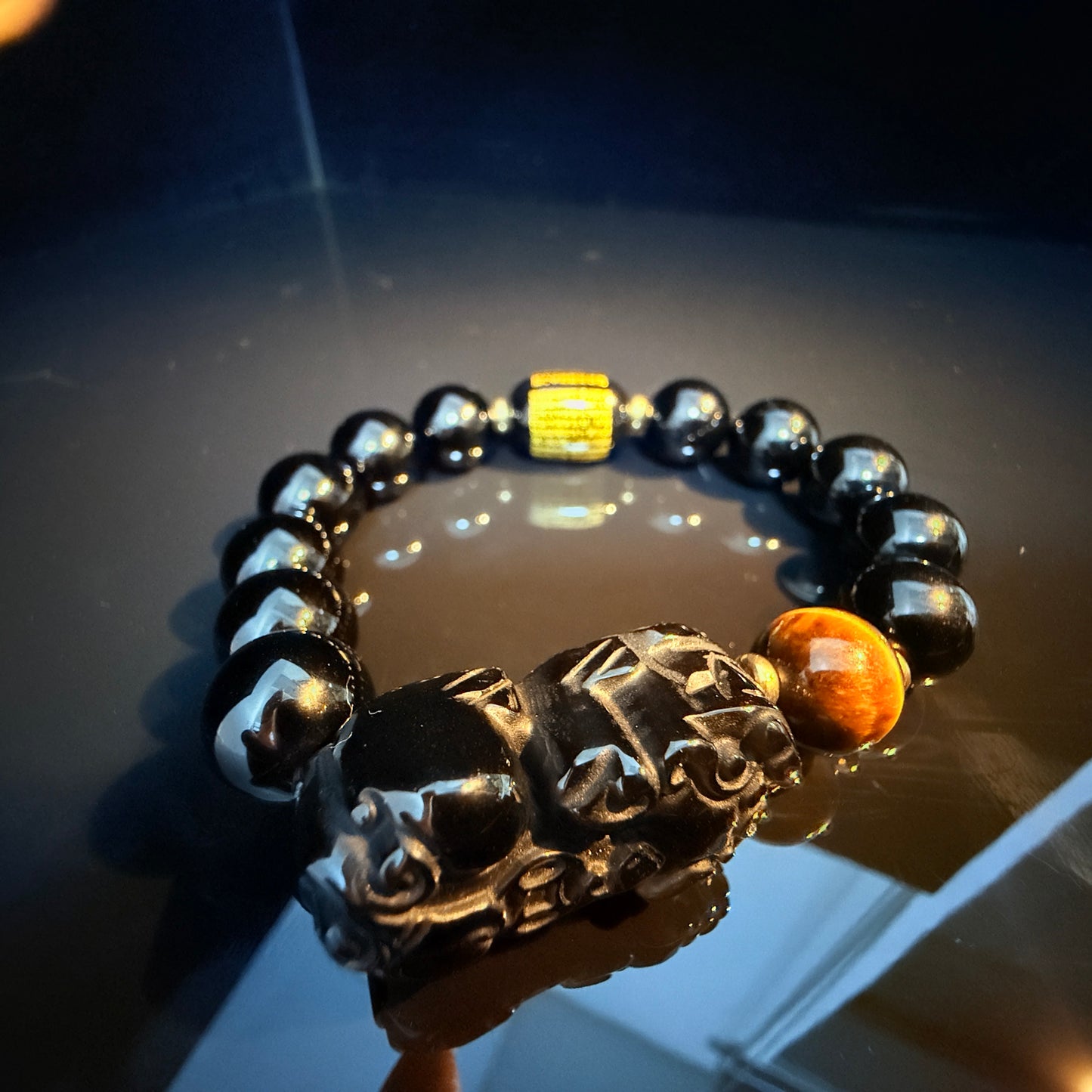 Obsidian &  Pi Xiu Bracelet – Protection, Balance & Good FortuneTiger Eyes