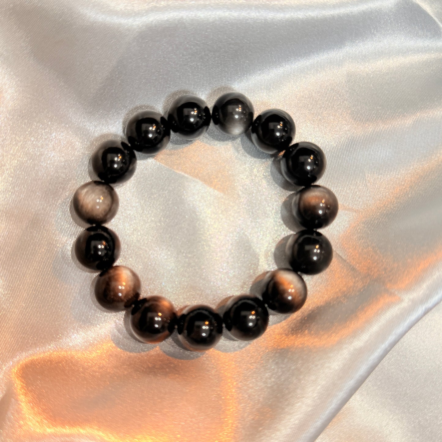 Natural Silver Obsidian Bracelet · Protection & Spiritual Energy