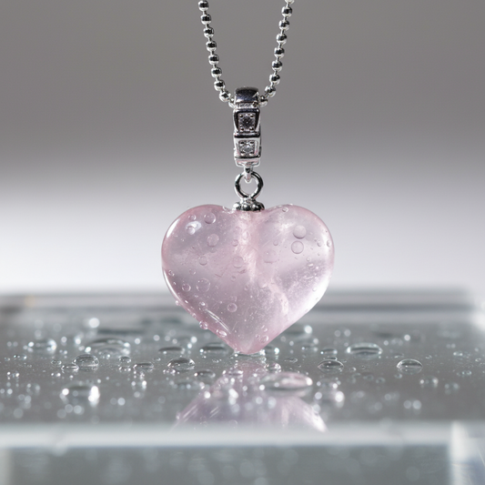 Natural Rose Quartz Heart Pendant Necklace 925 Sterling Silver Romantic Gift