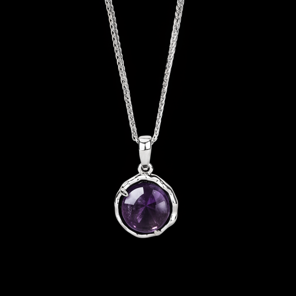 Natural Amethyst Necklace  S925 Sterling Silver Elegant Clavicle Chain 
