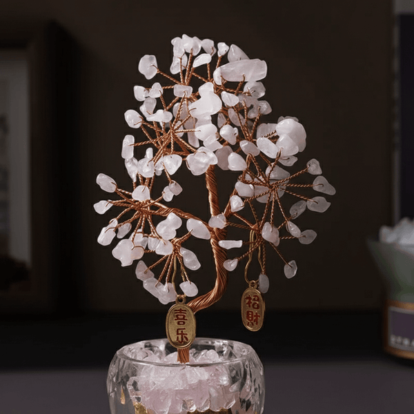 Natural Crystal Wish Tree  Amethyst, Citrine, Clear Quartz & Rose Quartz  Handmade Feng Shui Tree 