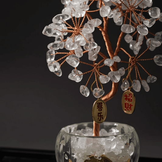 Natural Crystal Wish Tree | Amethyst, Citrine, Clear Quartz & Rose Quartz | Handmade Feng Shui Tree