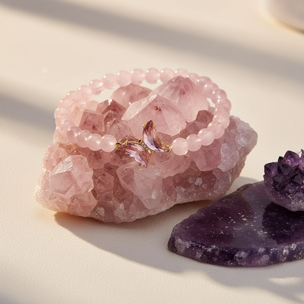 Gentleman Rose Quartz Double Bracelet