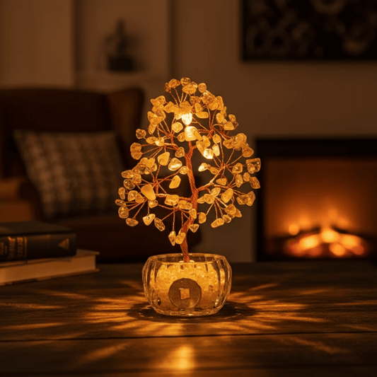 Natural Crystal Wish Tree | Amethyst, Citrine, Clear Quartz & Rose Quartz | Handmade Feng Shui Tree