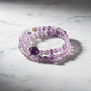 Amethyst Energy Bracelet – Double Layer with Clear Quartz and Gold Accents