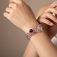 Amethyst Energy Bracelet – Double Layer with Clear Quartz and Gold Accents