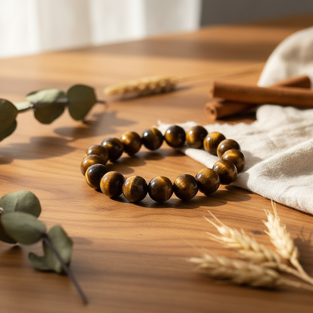 A Grade Natural Tiger Eye Bracelet | South African Cat’s Eye Gemstone with Distinct Tiger Stripes