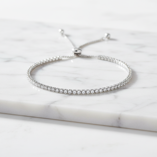 925 Sterling Silver Adjustable Zircon Bracelet | Minimalist & Versatile (Gold & Silver)