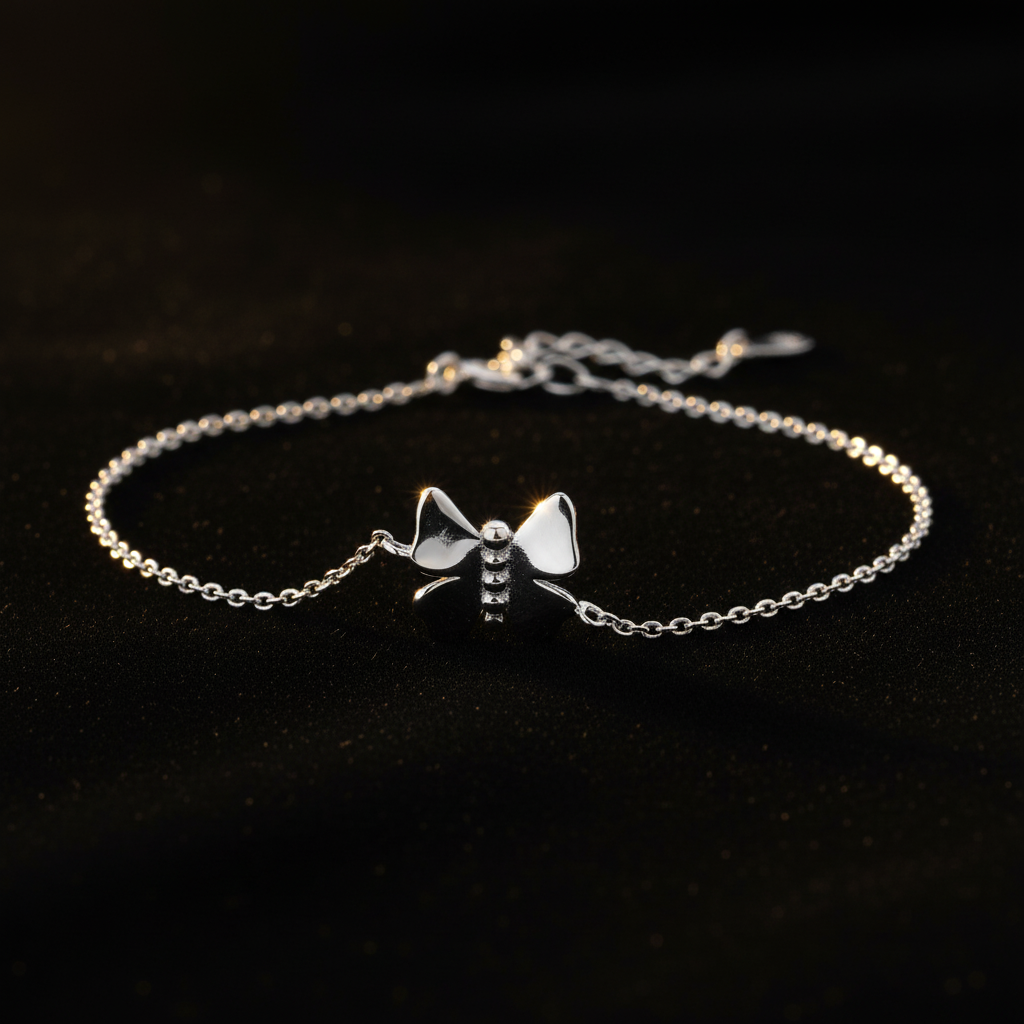 925 Sterling Silver Bow Knot Bracelet | Minimalist Luxury Adjustable Chain