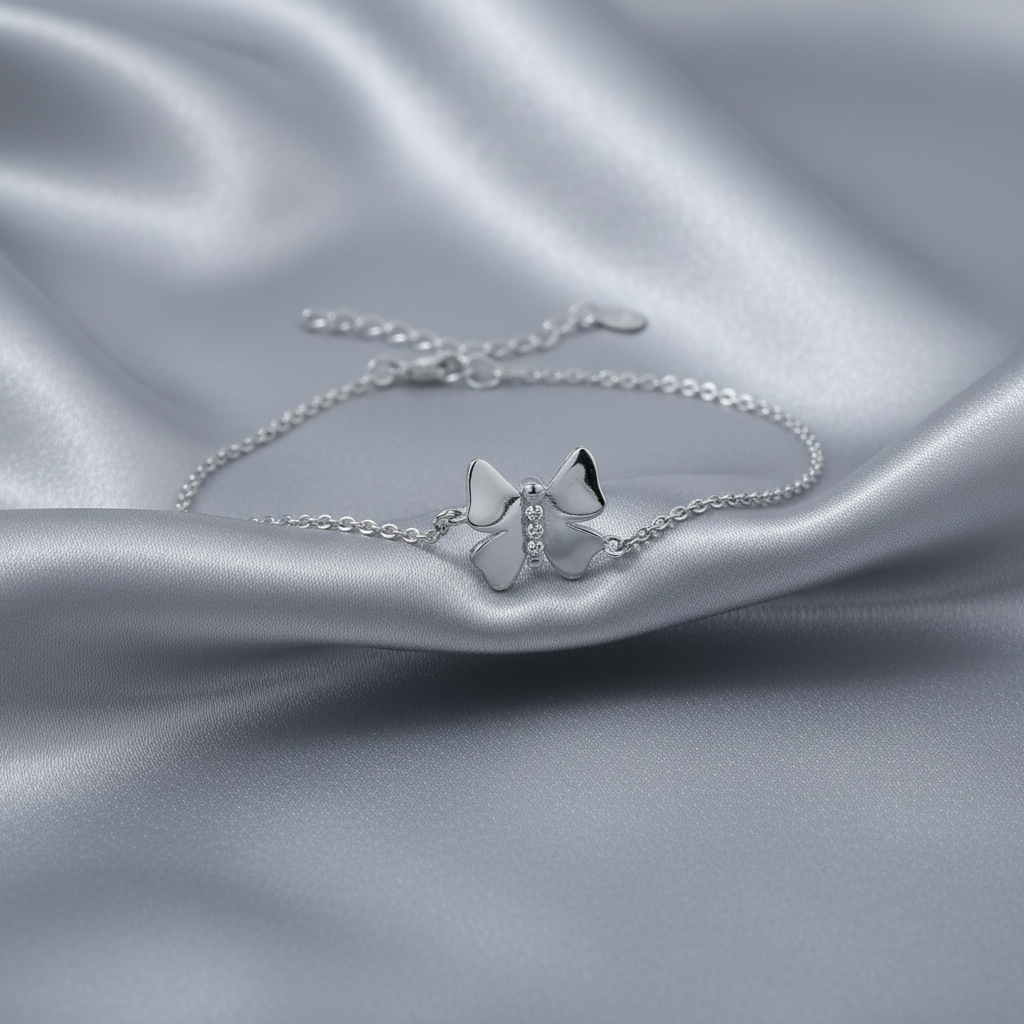 925 Sterling Silver Bow Knot Bracelet | Minimalist Luxury Adjustable Chain