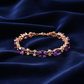 Luxury Amethyst Clover Bracelet | 18K Gold Plated Gemstone Diamond Design