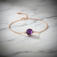 Round Amethyst Bracelet | 18K Rose Gold Plated, Elegant Minimalist Design