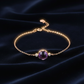 Round Amethyst Bracelet | 18K Rose Gold Plated, Elegant Minimalist Design