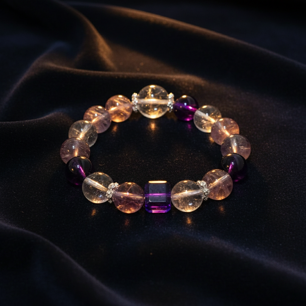 Nine Purple Fire Natural Amethyst Bracelet | Wealth, Protection & Energy Healing