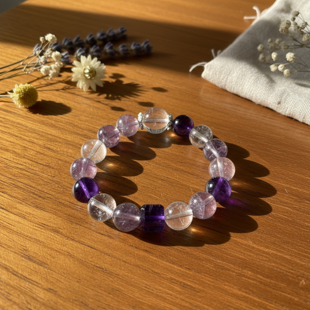 Nine Purple Fire Natural Amethyst Bracelet | Wealth, Protection & Energy Healing