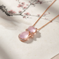 Cat Rose Quartz Pendant Necklace | 18K Rose Gold Plated with Sparkling CZ | Unique Romantic Gift