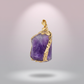 Natural Rose Quartz & Amethyst Irregular Pendant Necklace | Gold-Plated Edge