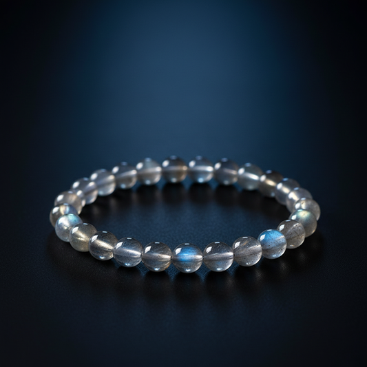 Natural Gray Moonstone Bracelet | 7A Glacier Gray Moonstone Beads