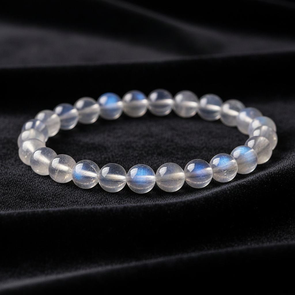 ✨ Natural Blue Moonstone Bracelet | Collector’s Grade White Moonstone Labradorite