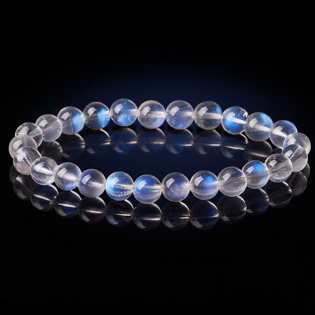 ✨ Natural Blue Moonstone Bracelet | Collector’s Grade White Moonstone Labradorite