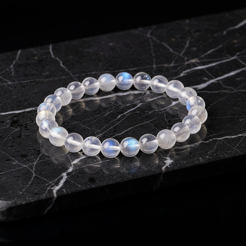 ✨ Natural Blue Moonstone Bracelet | Collector’s Grade White Moonstone Labradorite