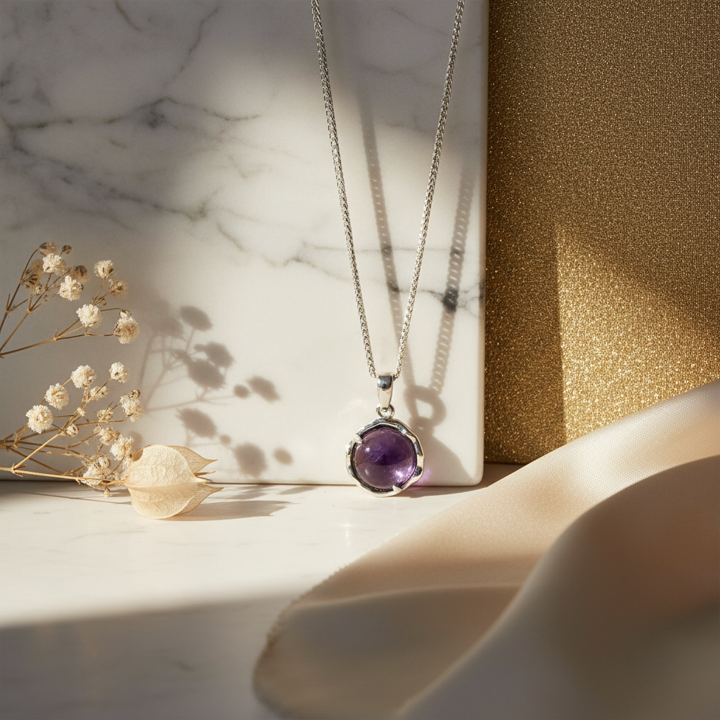 Natural Amethyst Necklace | S925 Sterling Silver Elegant Clavicle Chain | Premium Transparent Gemstone