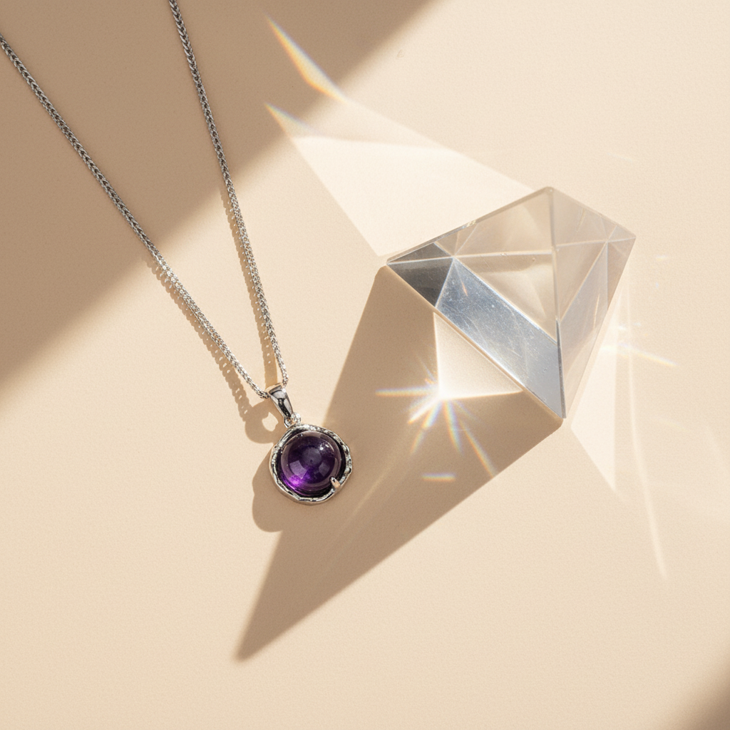 Natural Amethyst Necklace | S925 Sterling Silver Elegant Clavicle Chain | Premium Transparent Gemstone